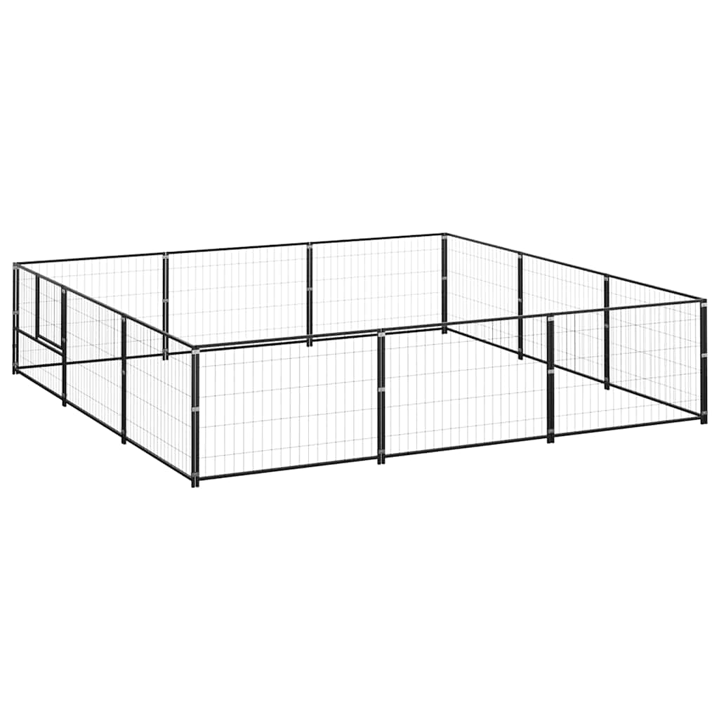 Vidaxl -Hund Kennel 9 m² Stahlschwarz