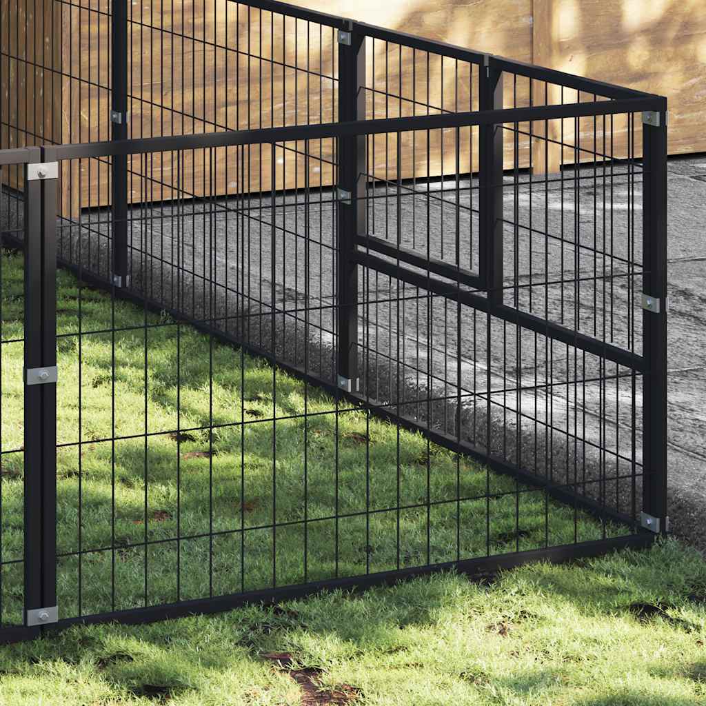 Vidaxl -Hund Kennel 9 m² Stahlschwarz