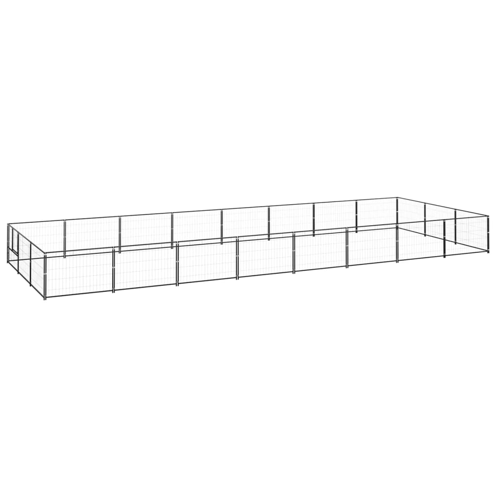 Vidaxl -Hund Zwinger 24 m² Stahlschwarz