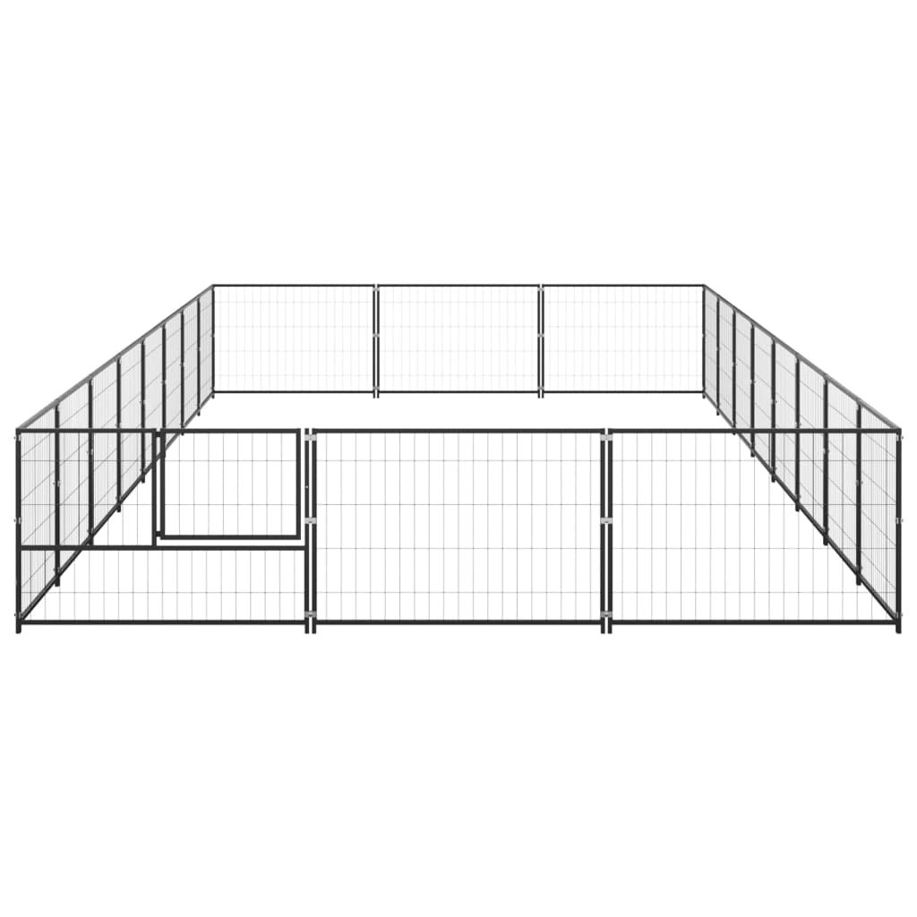 Vidaxl -Hund Zwinger 24 m² Stahlschwarz
