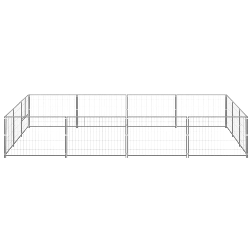 Vidaxl -Hunde Zwinger 12 m² Stahl Silberfarbe