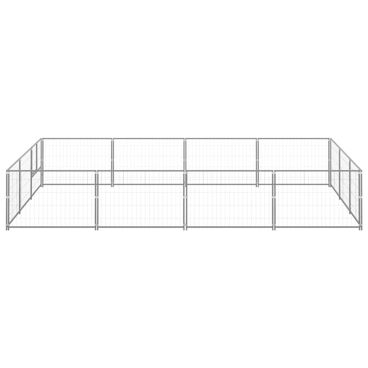 Vidaxl -Hunde Zwinger 12 m² Stahl Silberfarbe
