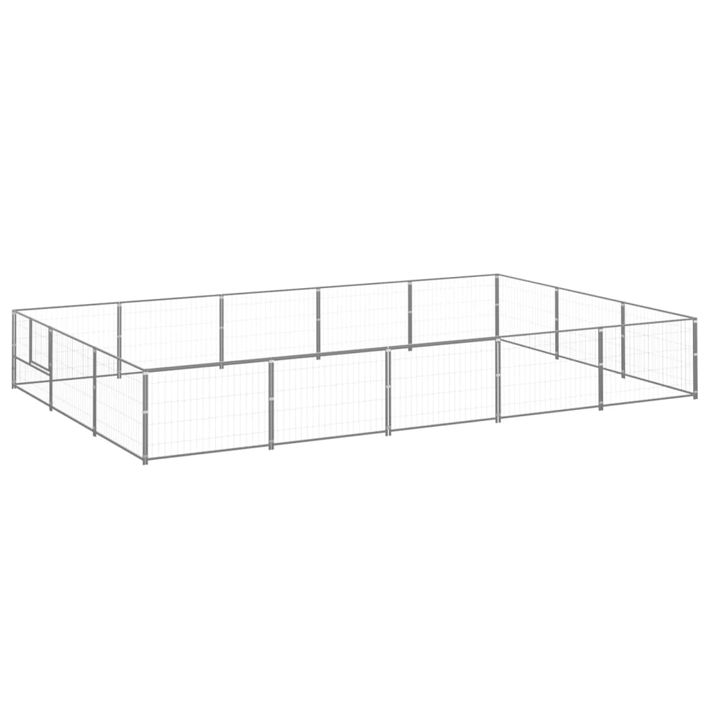 Vidaxl -Hundezwinger 15 m² Stahl Silberfarbe