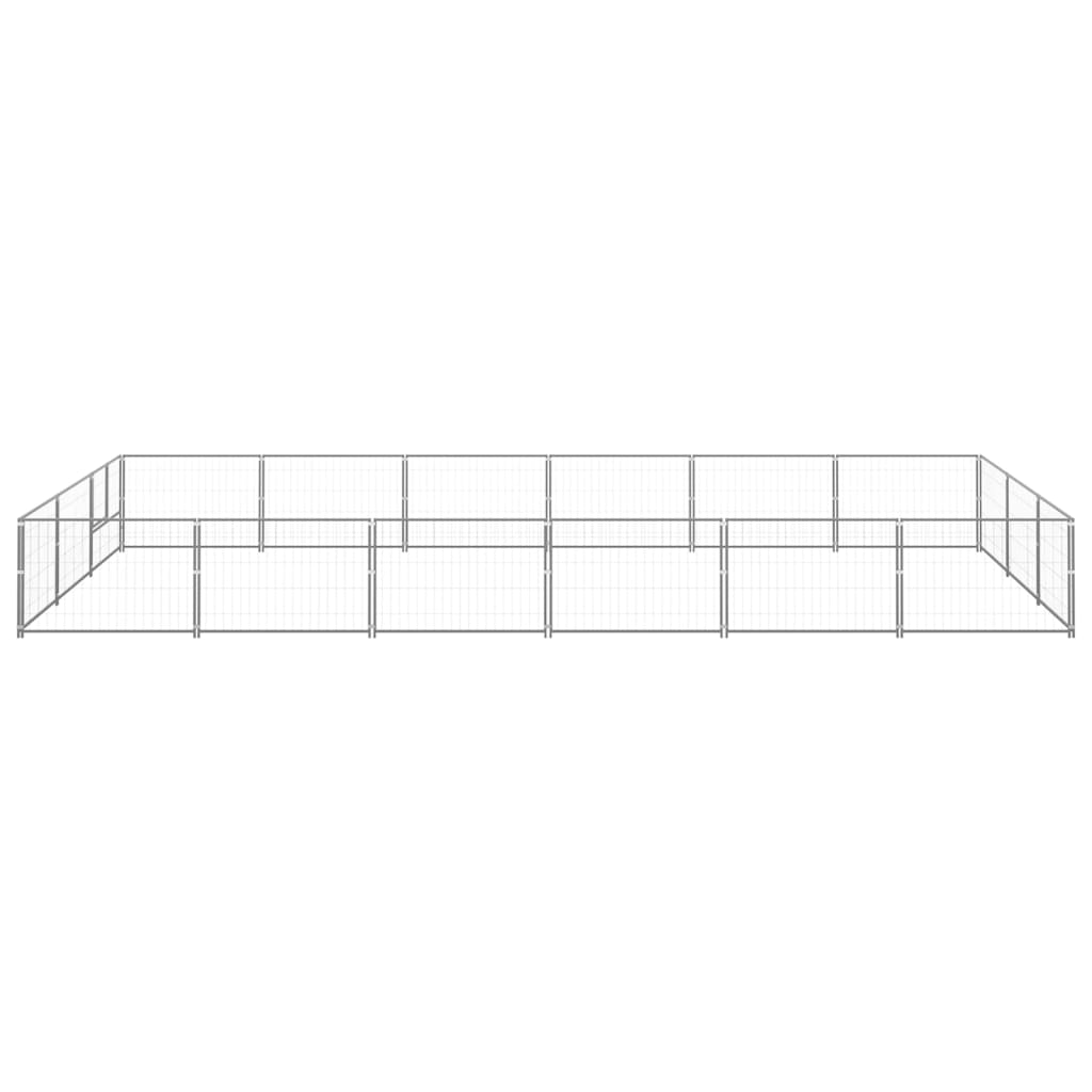 Vidaxl -Hunde Zwinger 18 m² Stahl Silberfarbe