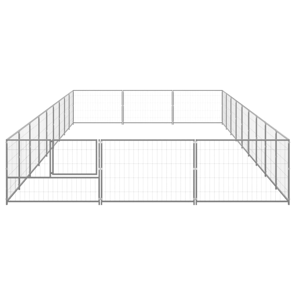 Vidaxl -Hundezwinger 27 m² Stahl Silberfarbe