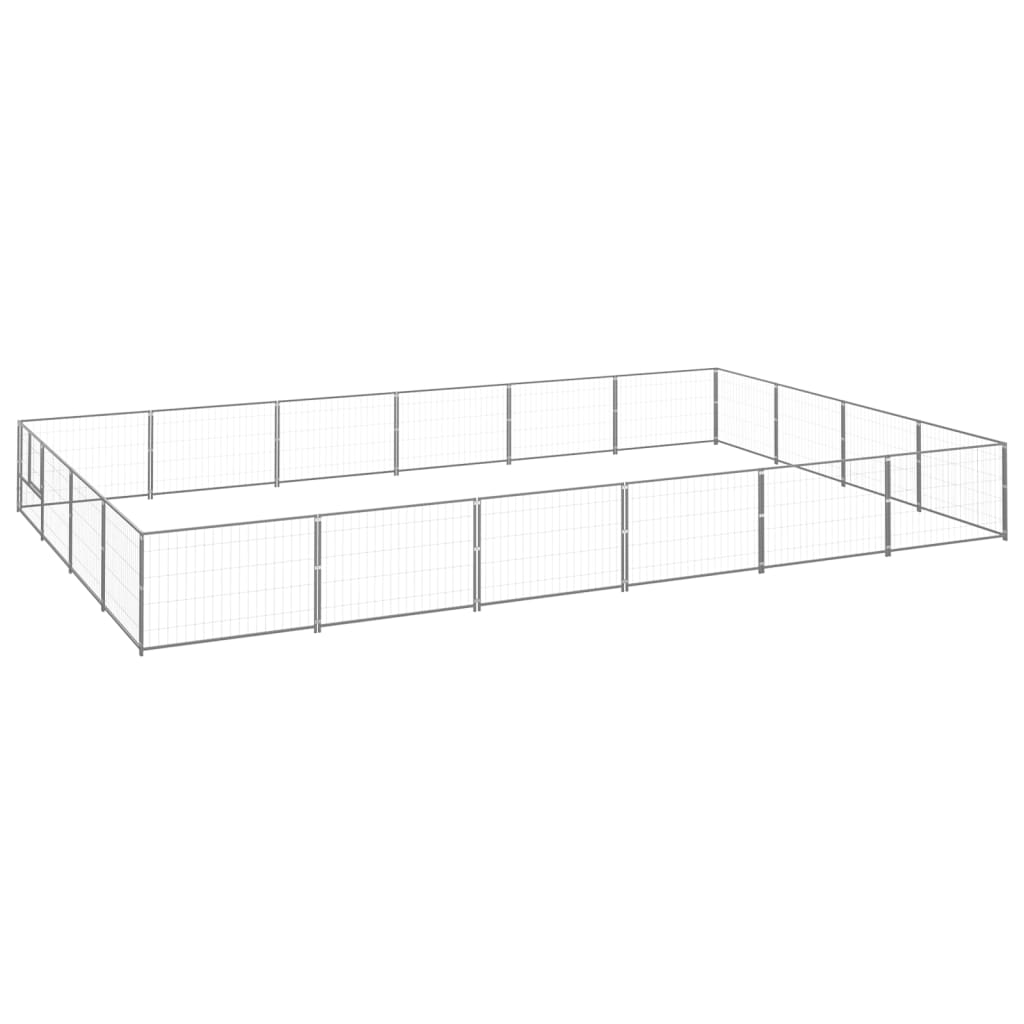 Vidaxl -Hundezwinger 24 m² Stahl Silberfarbe