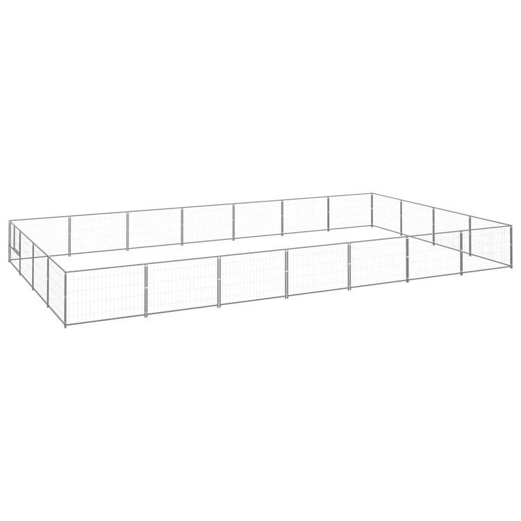 Vidaxl -Hundezwinger 28 m² Stahl Silberfarbe