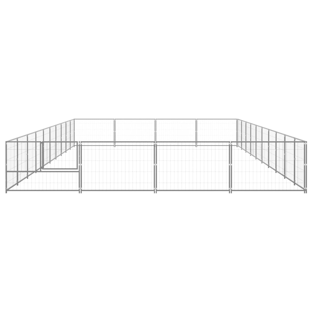 Vidaxl -Hund Kennel 40 m² Stahl Silber gefärbt