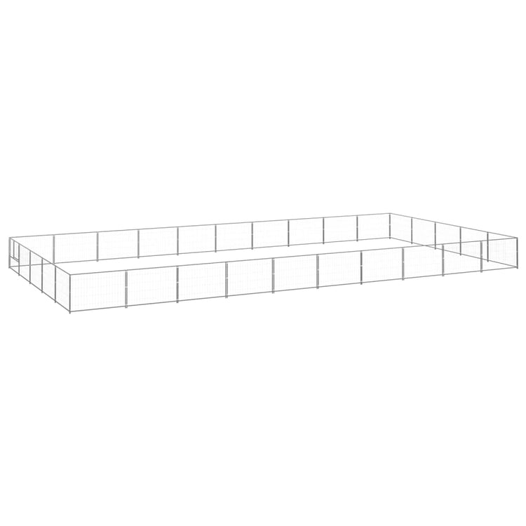 Vidaxl -Hund Kennel 50 m² Stahl Silber gefärbt