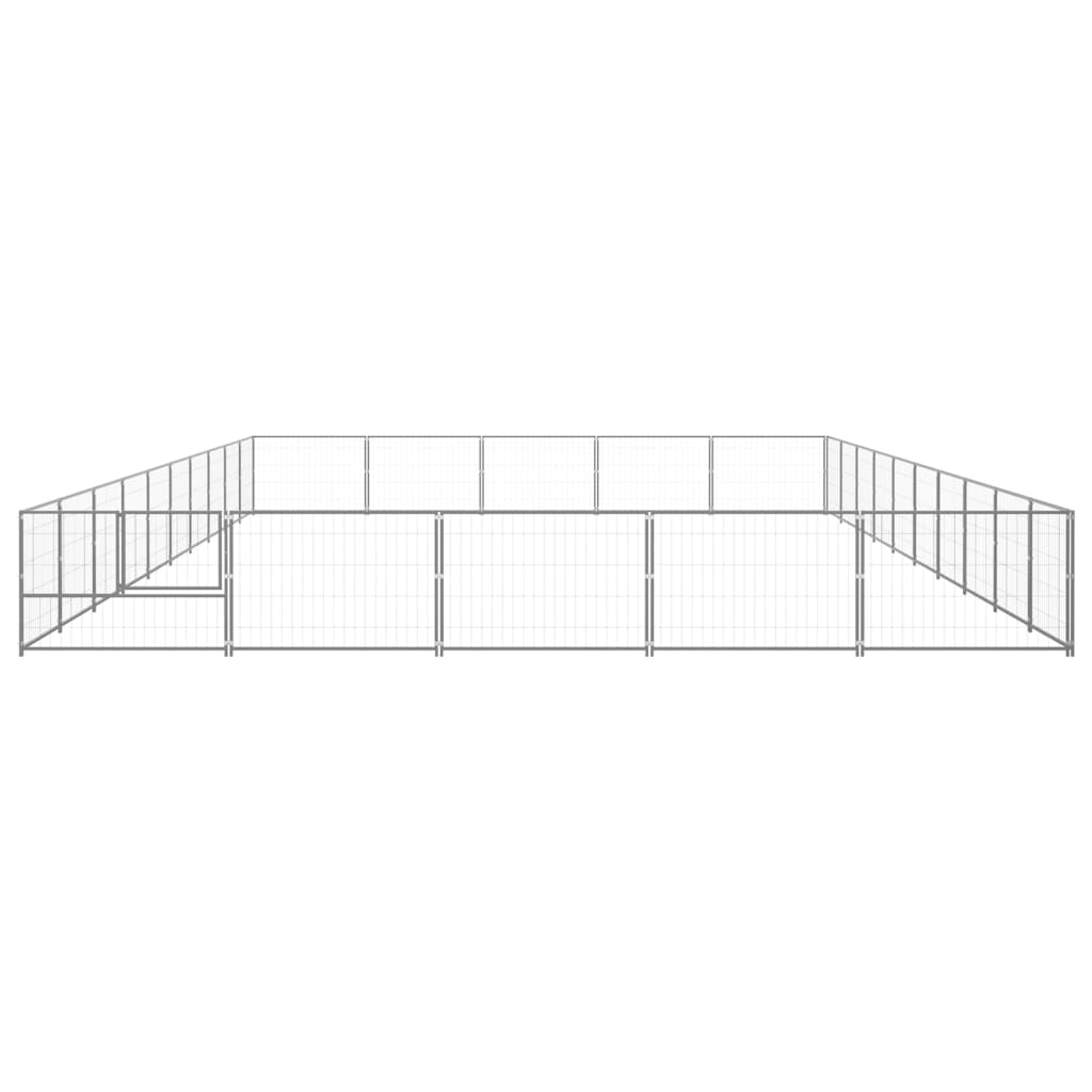Vidaxl -Hund Kennel 50 m² Stahl Silber gefärbt
