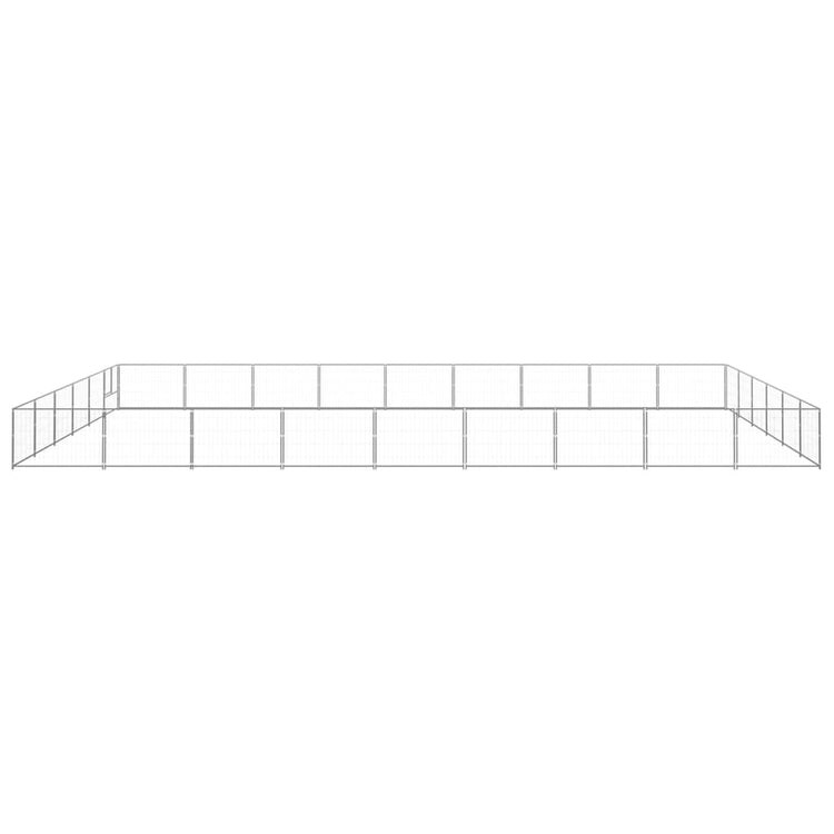 Vidaxl -Hund Kennel 54 m² Stahl Silberfarbe