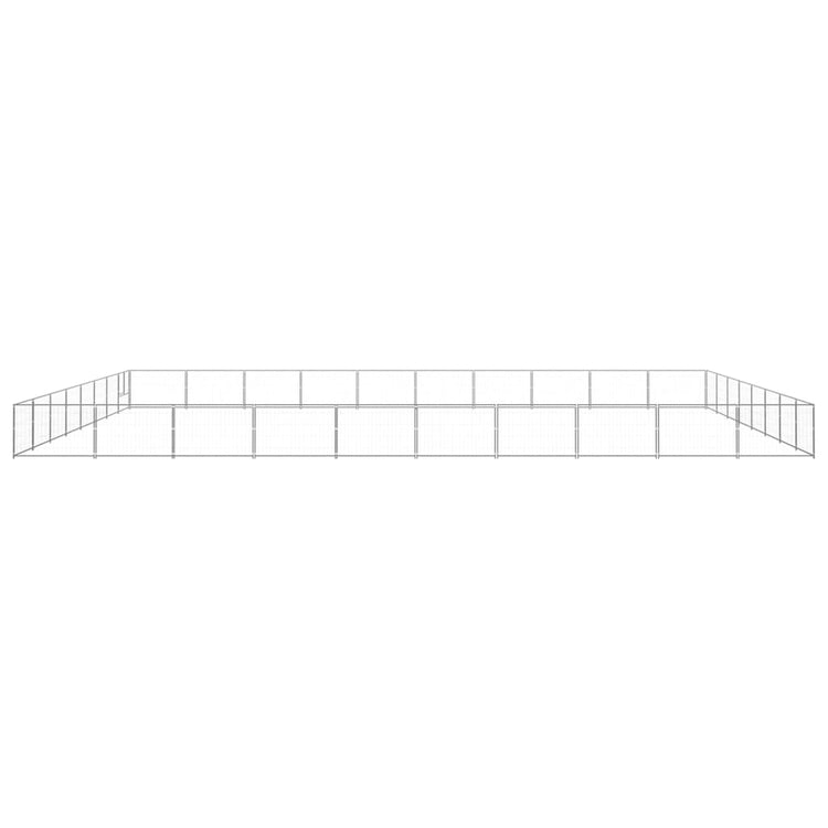 Vidaxl -Hund Kennel 80 m² Stahl Silber gefärbt