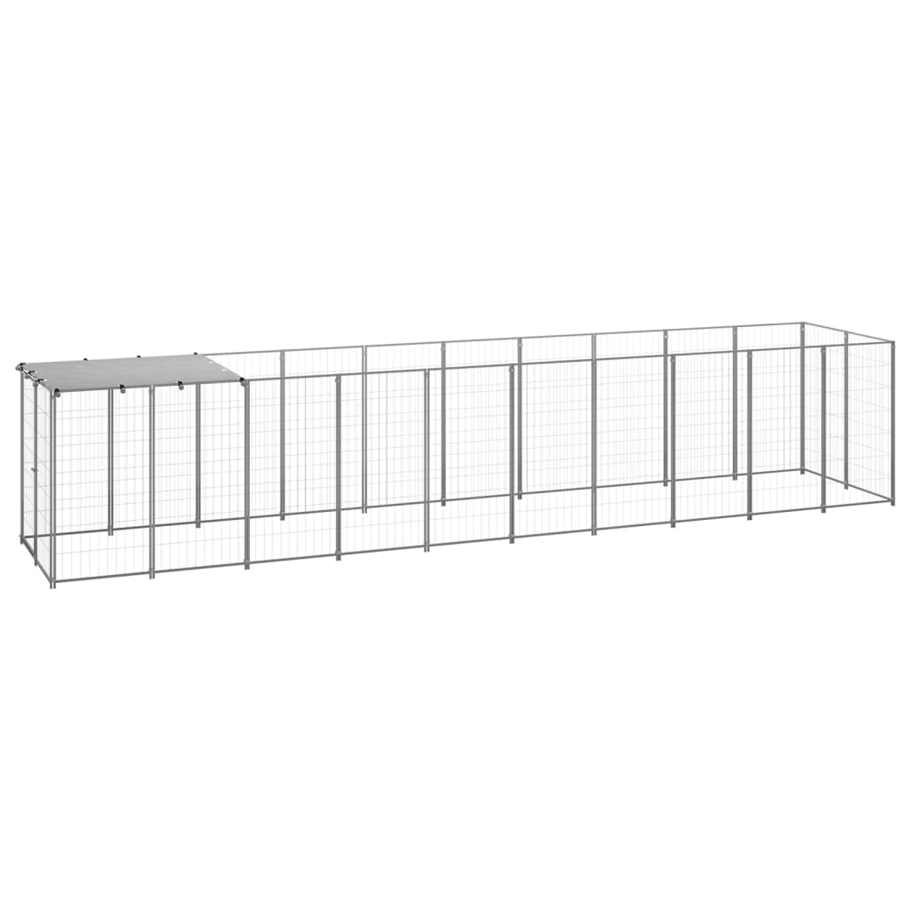 Vidaxl -Hundezwinger 6,05 m² Stahl Silberfarbe