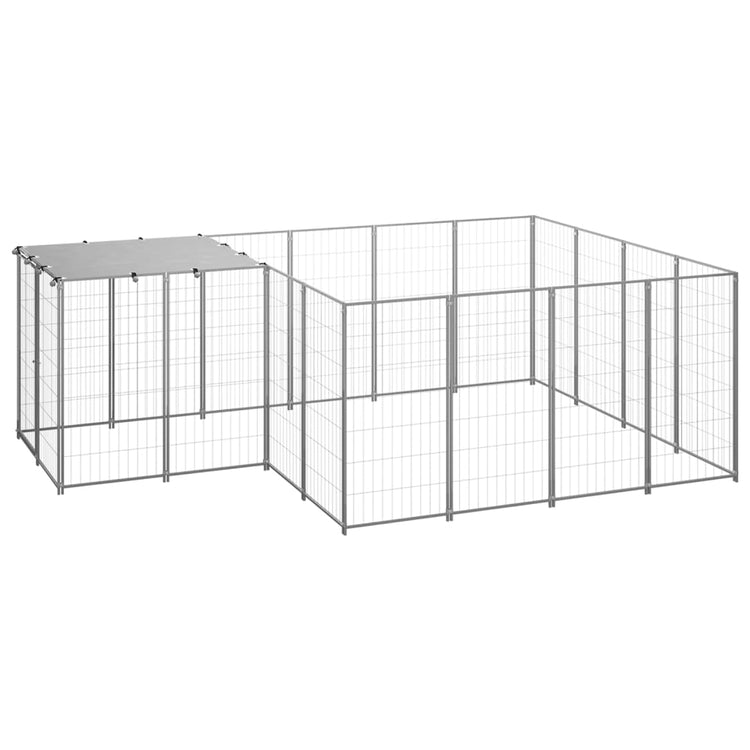 Vidaxl -Hundezwinger 6,05 m² Stahl Silberfarbe