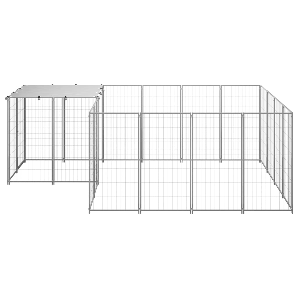 Vidaxl -Hundezwinger 6,05 m² Stahl Silberfarbe