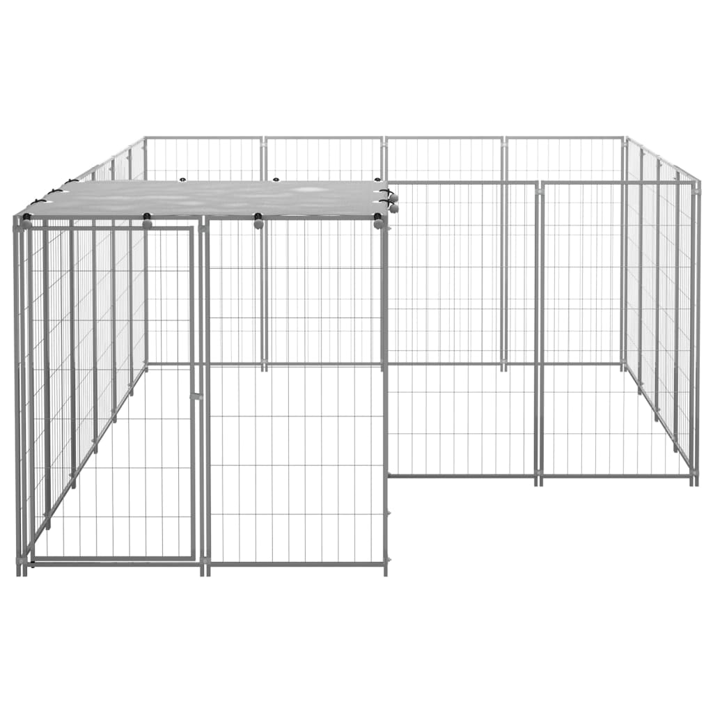 Vidaxl -Hundezwinger 6,05 m² Stahl Silberfarbe