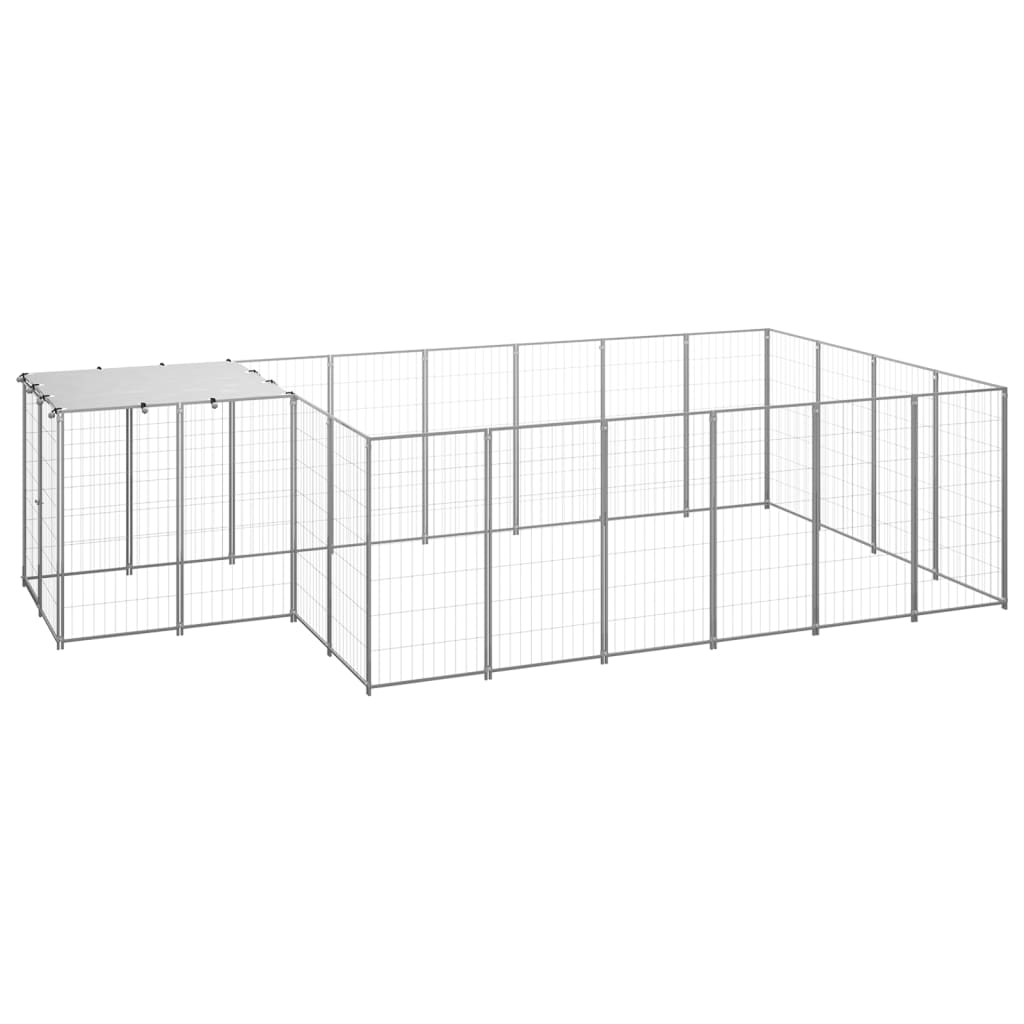 Vidaxl -Hundezwinger 8,47 m² Stahl Silberfarbe
