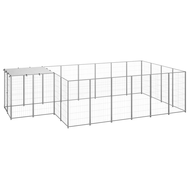 Vidaxl -Hundezwinger 8,47 m² Stahl Silberfarbe