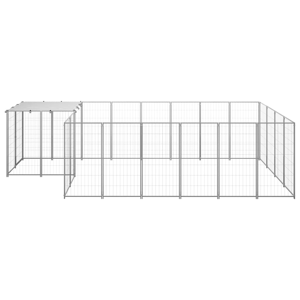 Vidaxl -Hundezwinger 8,47 m² Stahl Silberfarbe