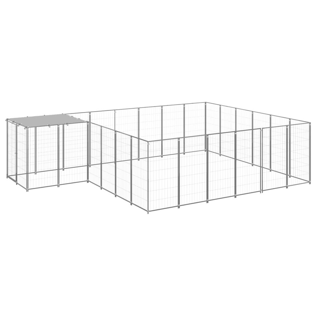 Vidaxl -Hundezwinger 12,1 m² Stahl Silberfarbe