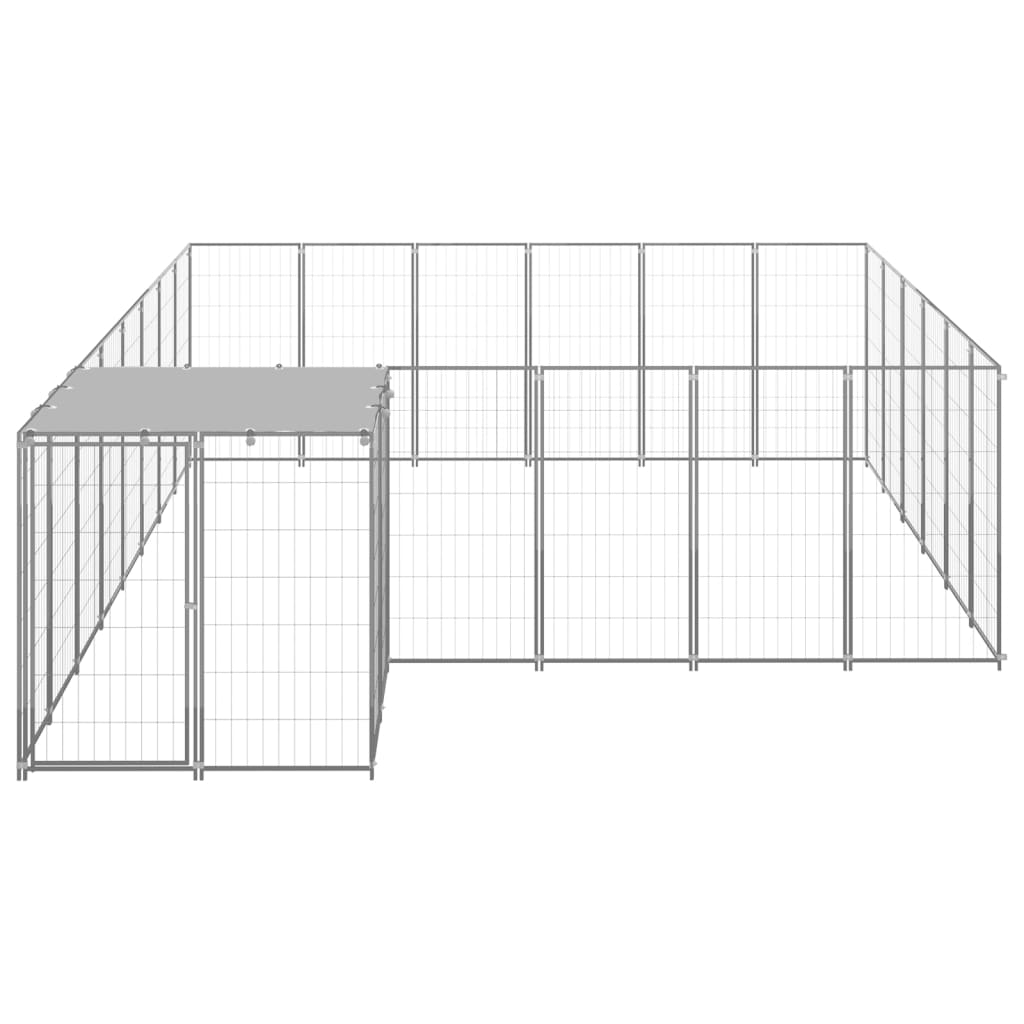 Vidaxl -Hundezwinger 12,1 m² Stahl Silberfarbe