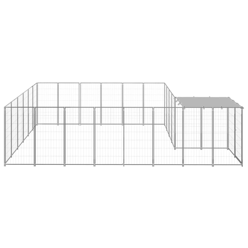 Vidaxl -Hundezwinger 12,1 m² Stahl Silberfarbe