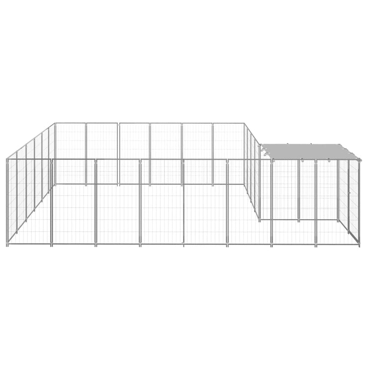 Vidaxl -Hundezwinger 12,1 m² Stahl Silberfarbe