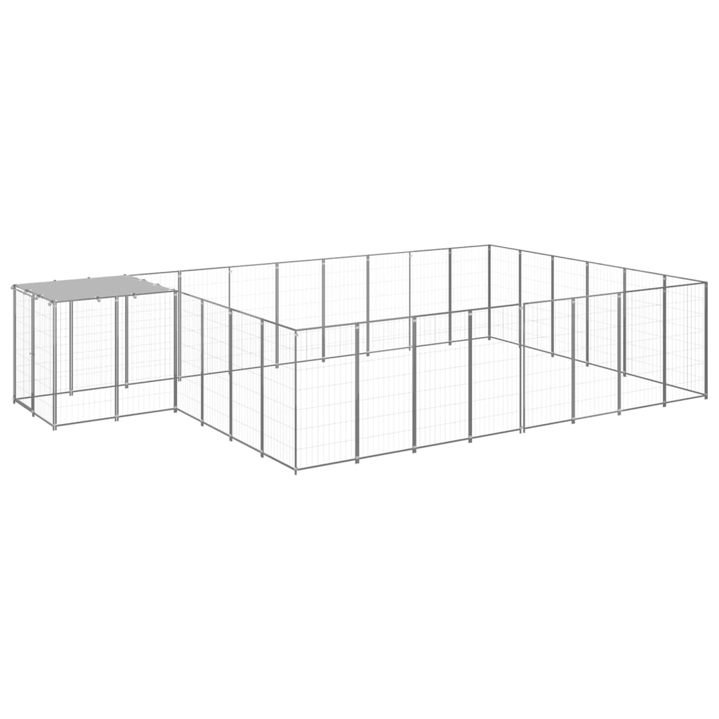 Vidaxl -Hundezwinger 15,73 m² Stahl Silberfarbe