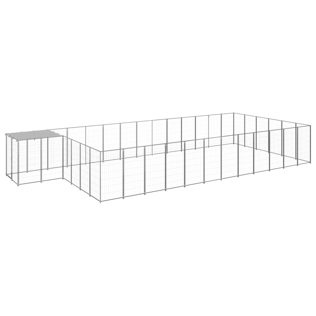 Vidaxl -Hundezwinger 22,99 m² Stahl Silberfarbe