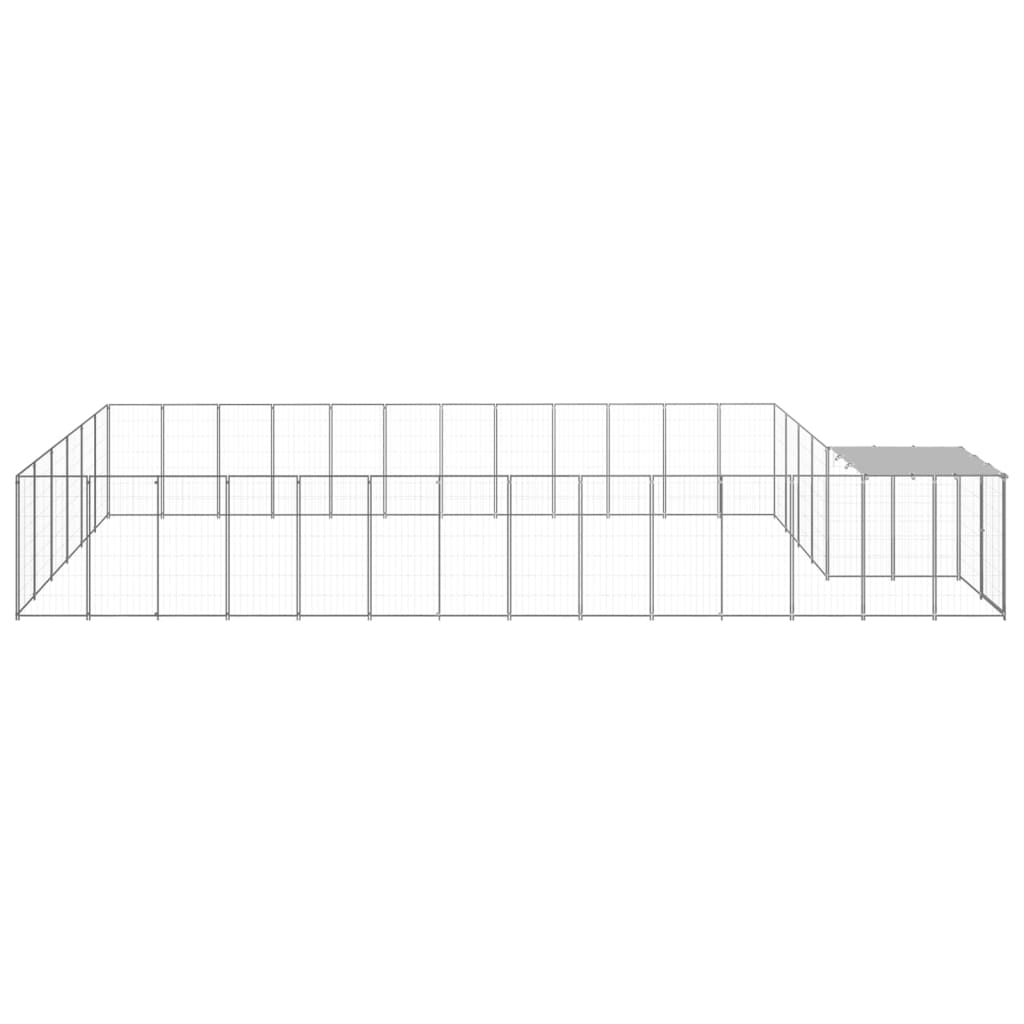 Vidaxl -Hundezwinger 22,99 m² Stahl Silberfarbe