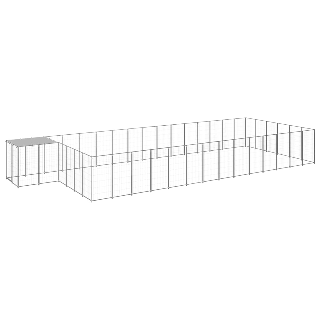 Vidaxl -Hundezwinger 26,62 m² Stahl Silberfarbe