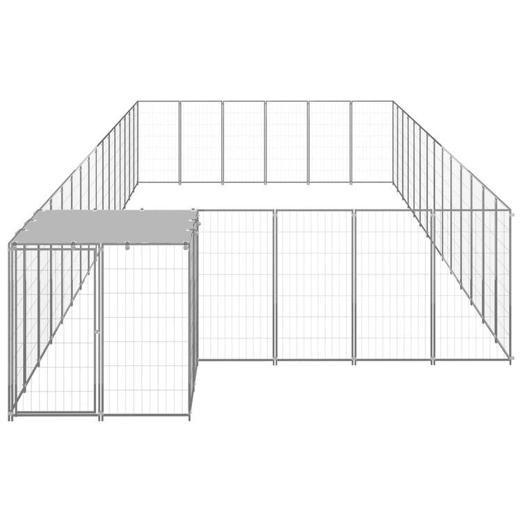 Vidaxl -Hundezwinger 26,62 m² Stahl Silberfarbe