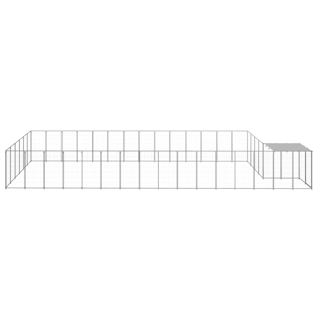 Vidaxl -Hundezwinger 26,62 m² Stahl Silberfarbe