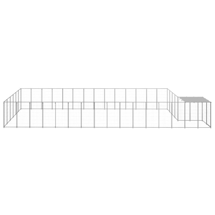 Vidaxl -Hundezwinger 26,62 m² Stahl Silberfarbe
