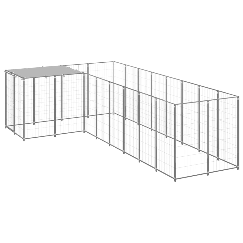 Vidaxl -Hundezwinger 6,05 m² Stahl Silberfarbe