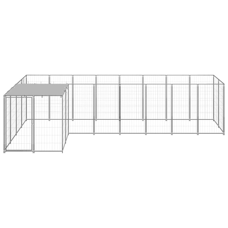 Vidaxl -Hundezwinger 6,05 m² Stahl Silberfarbe