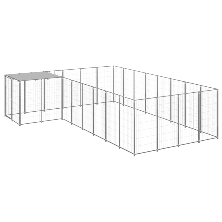 Vidaxl -Hundezwinger 10,89 m² Stahl Silberfarbe