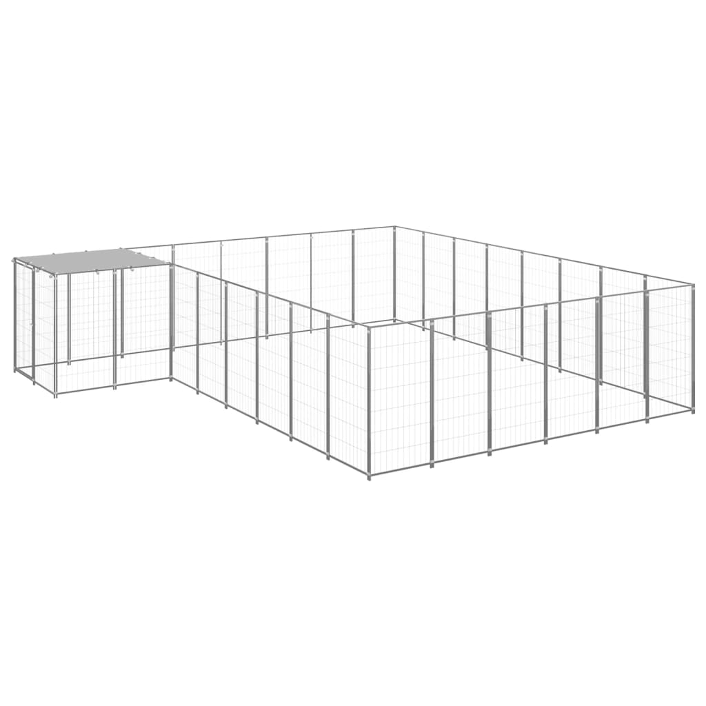 Vidaxl -Hundezwinger 15,73 m² Stahl Silberfarbe