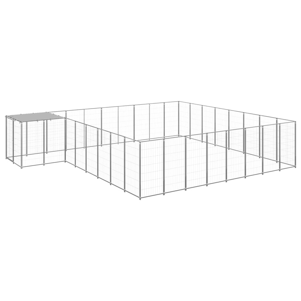 Vidaxl -Hundezwinger 20,57 m² Stahl Silberfarbe