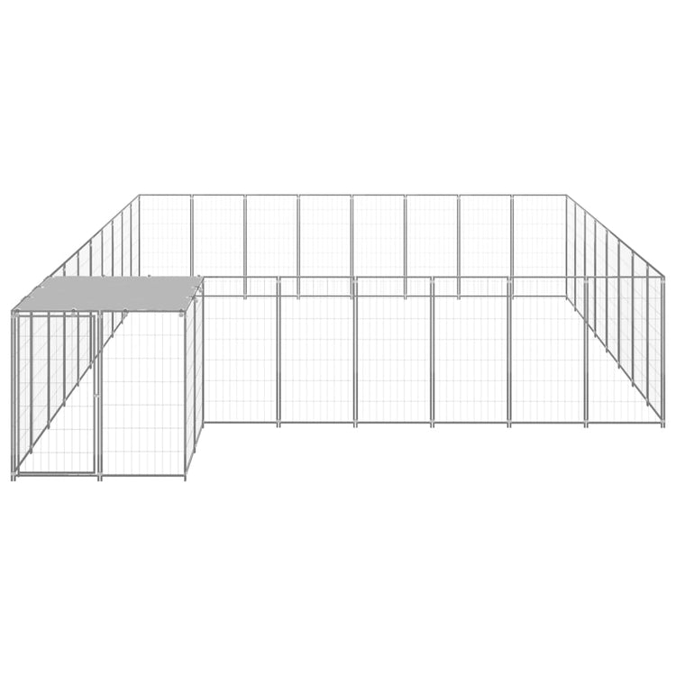 Vidaxl -Hundezwinger 20,57 m² Stahl Silberfarbe