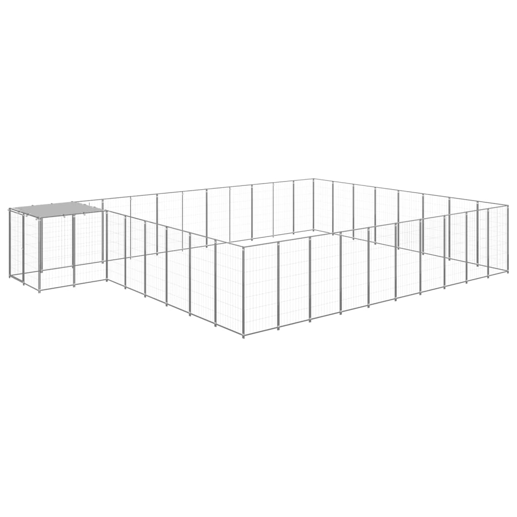 Vidaxl -Hundezwinger 25,41 m² Stahl Silberfarbe