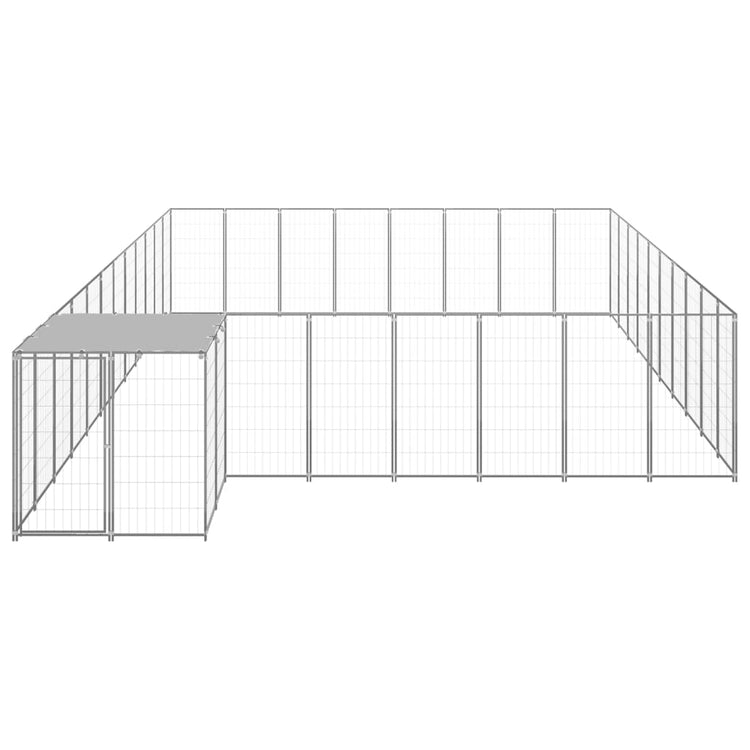 Vidaxl -Hundezwinger 25,41 m² Stahl Silberfarbe