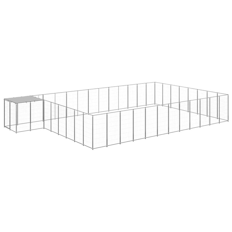 Vidaxl -Hundezwinger 30,25 m² Stahl Silberfarbe