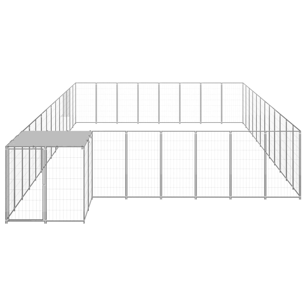 Vidaxl -Hundezwinger 30,25 m² Stahl Silberfarbe