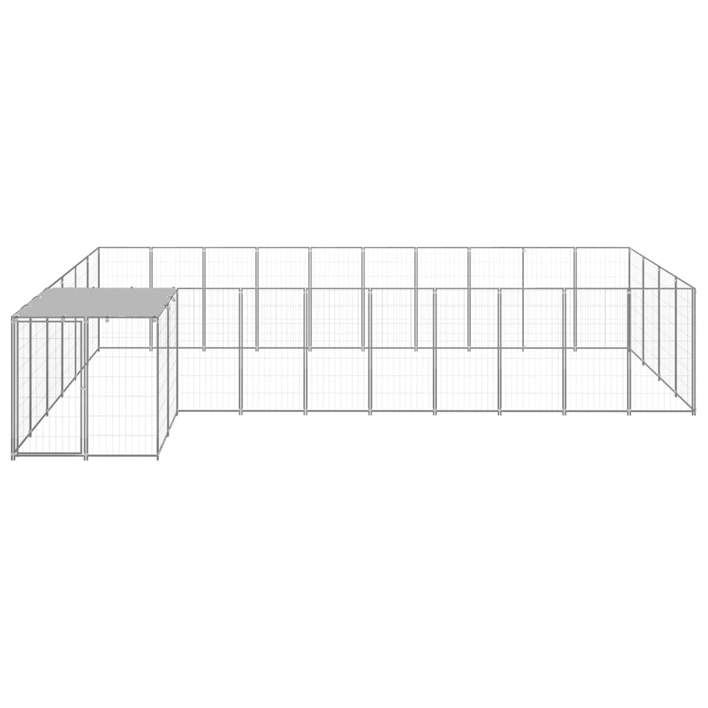Vidaxl -Hundezwinger 13,31 m² Stahl Silberfarbe