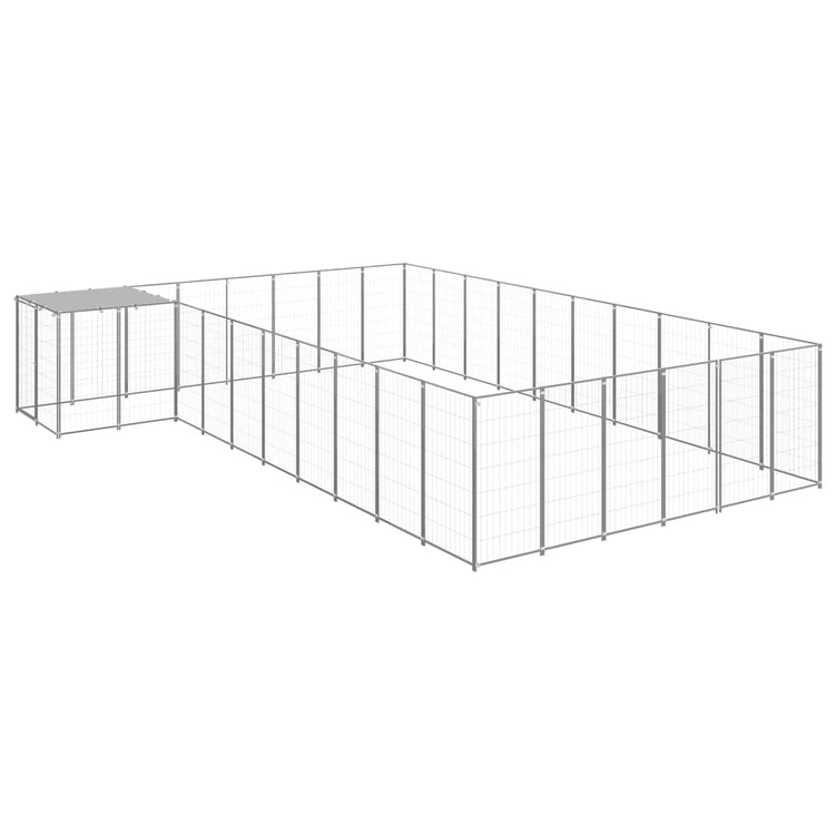Vidaxl -Hundezwinger 19,36 m² Stahl Silberfarbe