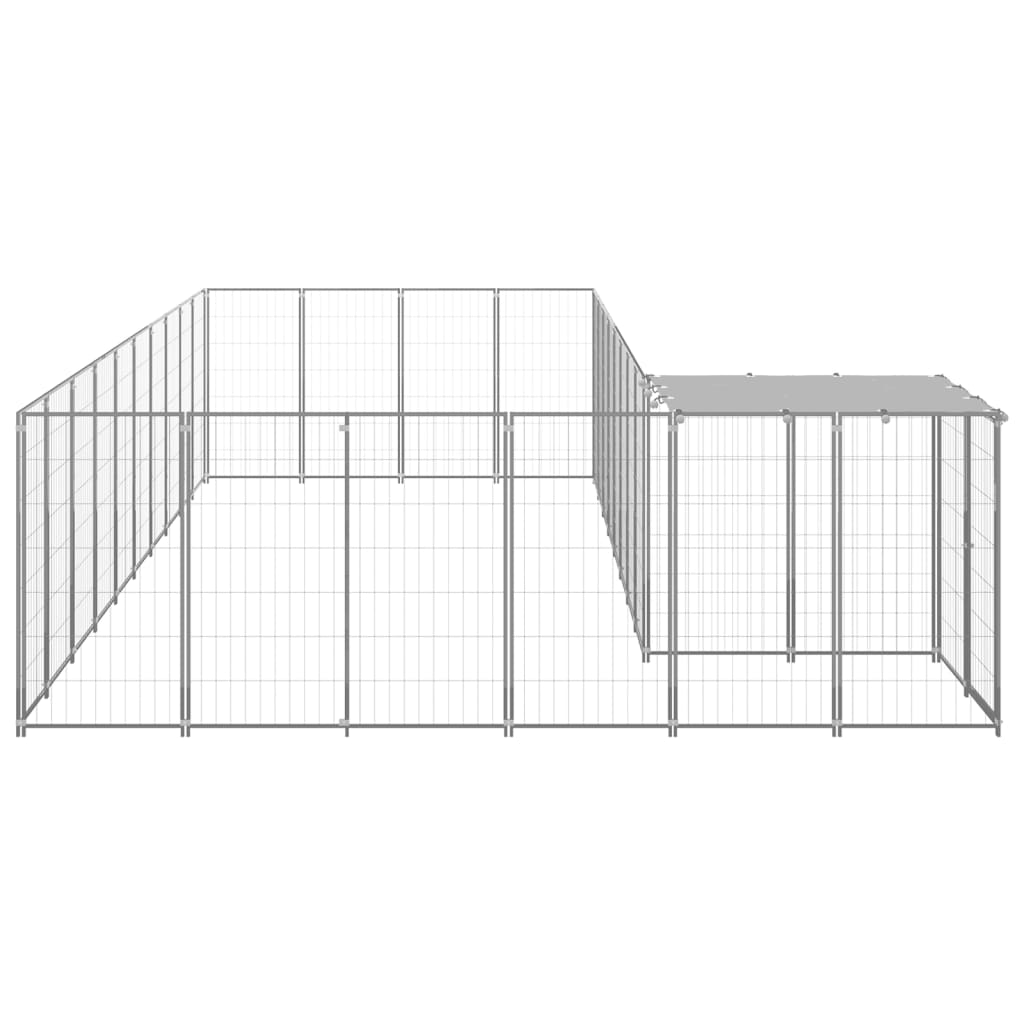 Vidaxl -Hundezwinger 19,36 m² Stahl Silberfarbe