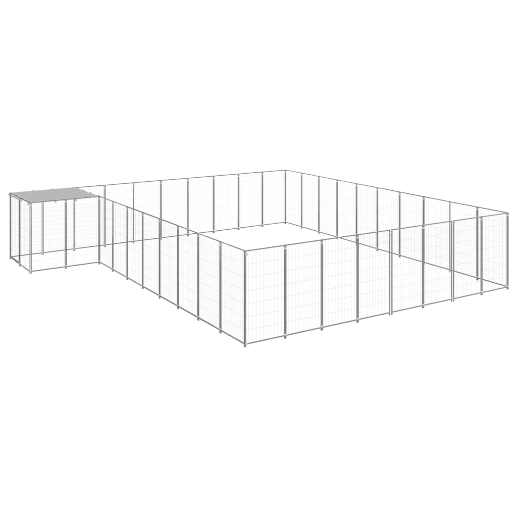 Vidaxl -Hundezwinger 25,41 m² Stahl Silberfarbe