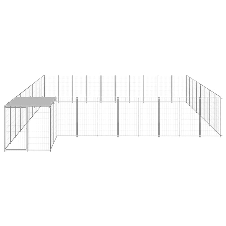 Vidaxl -Hundezwinger 25,41 m² Stahl Silberfarbe