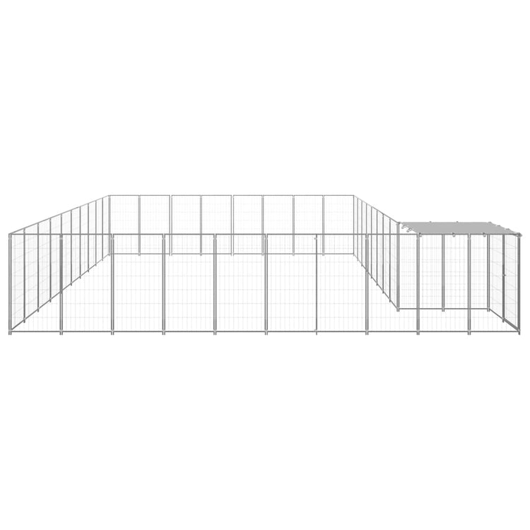 Vidaxl -Hundezwinger 25,41 m² Stahl Silberfarbe